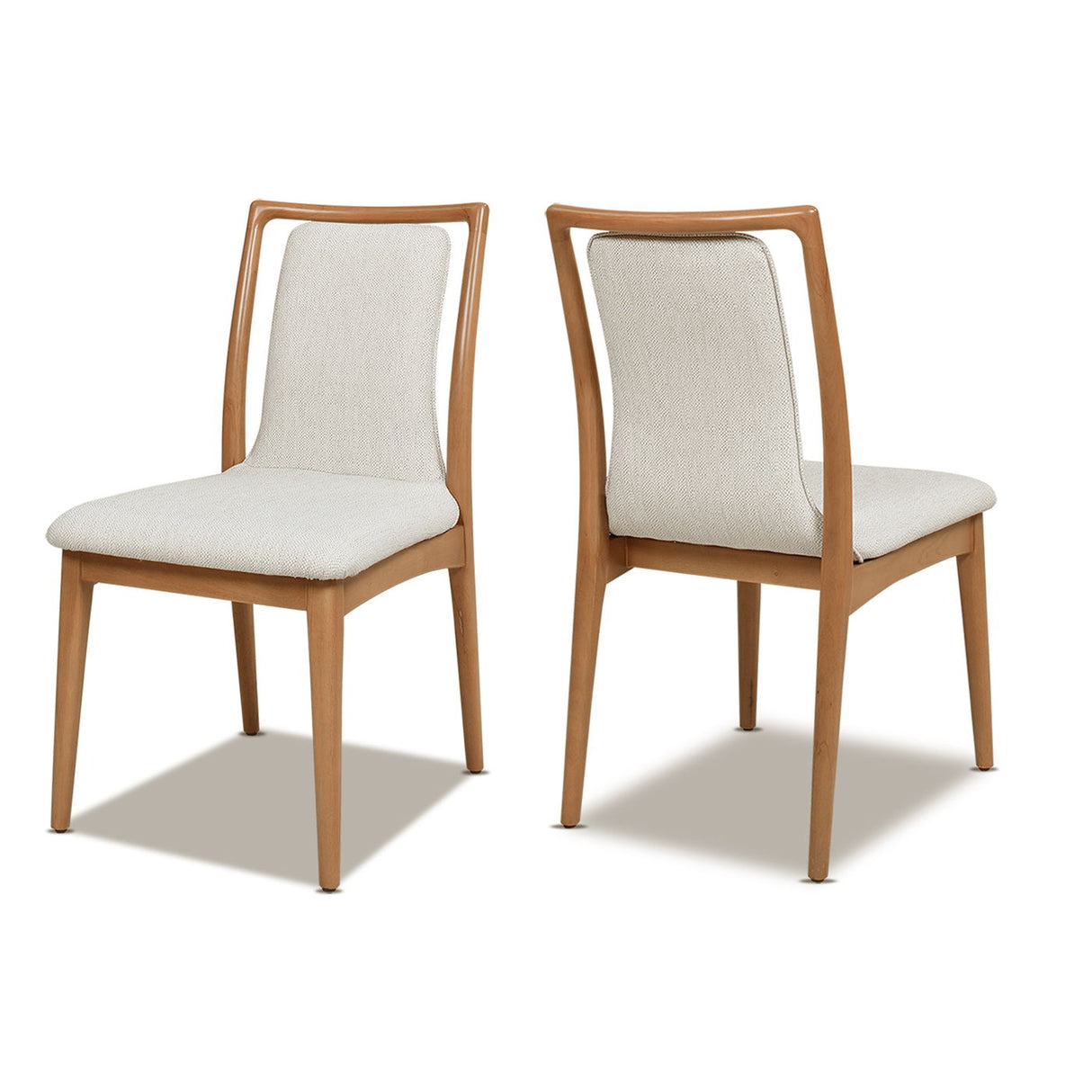 Couch.com Scandi Upholstered Dining Chair, Stain Resistant High (Set of 2) Natural Light Brown / White Pepper, Set of 2, Durable Design, Fabric Construction, White Finish by Couch.com
