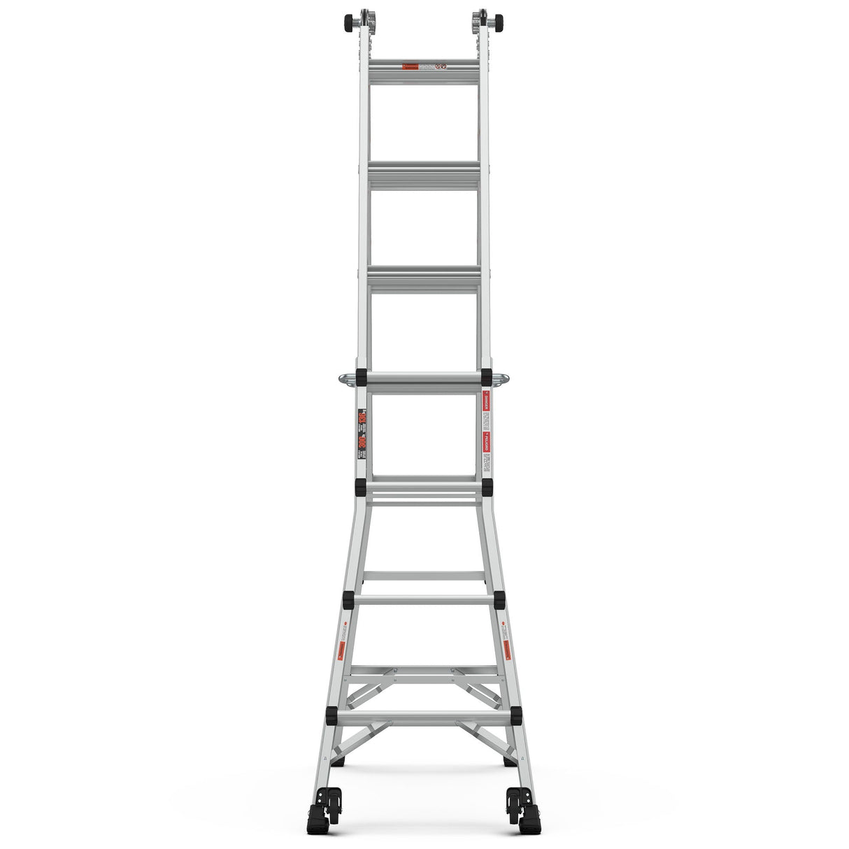 Aluminum Multi-Position Ladder With Wheels, 300 Lbs Weight Rating - Metallic Gray by Couch.com