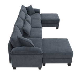 Corduroy Modular Sectional Sofa, U Shaped Couch With Armrest Bags, 6 Seat Freely Combinable Sofa Bed, Comfortable And Spacious Indoor Furniture For Living Room by Couch.com