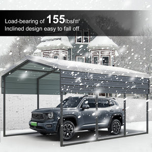 10 X 15 Ft Carport, Outdoor Carport, Heavy Duty Carport Canopy With Galvanized Steel Roof And Frame, Metal Carport Large Garage For Driveway Car, Truck - Charcoal by Couch.com