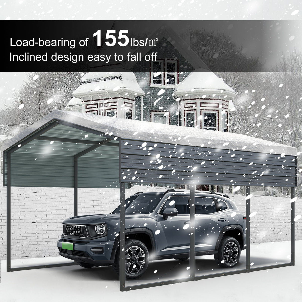 10 X 15 Ft Carport, Outdoor Carport, Heavy Duty Carport Canopy With Galvanized Steel Roof And Frame, Metal Carport Large Garage For Driveway Car, Truck - Charcoal by Couch.com