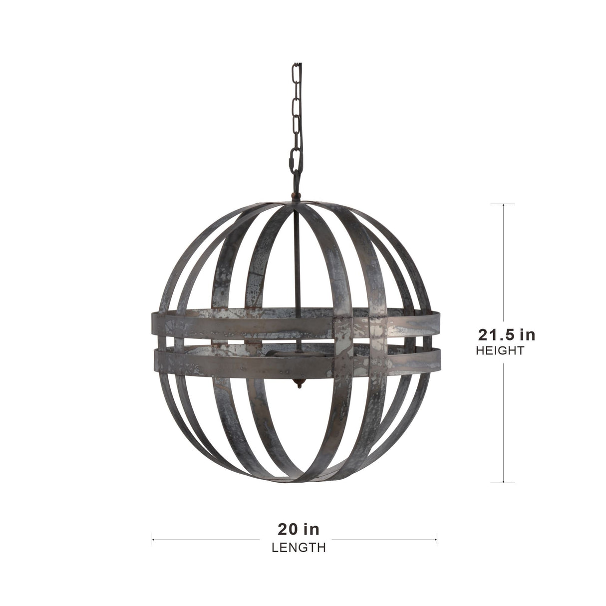 4 Light Galvanized Chandelier with Adjustable Chain