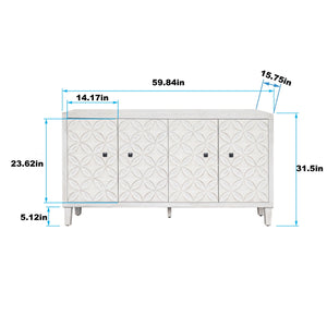Accent Cabinet 4 Door Wooden Cabinet Sideboard Buffet Server Cabinet Storage Cabinet, For Living Room, Entryway, Hallway, Office, Kitchen And Dining Room - White Wash