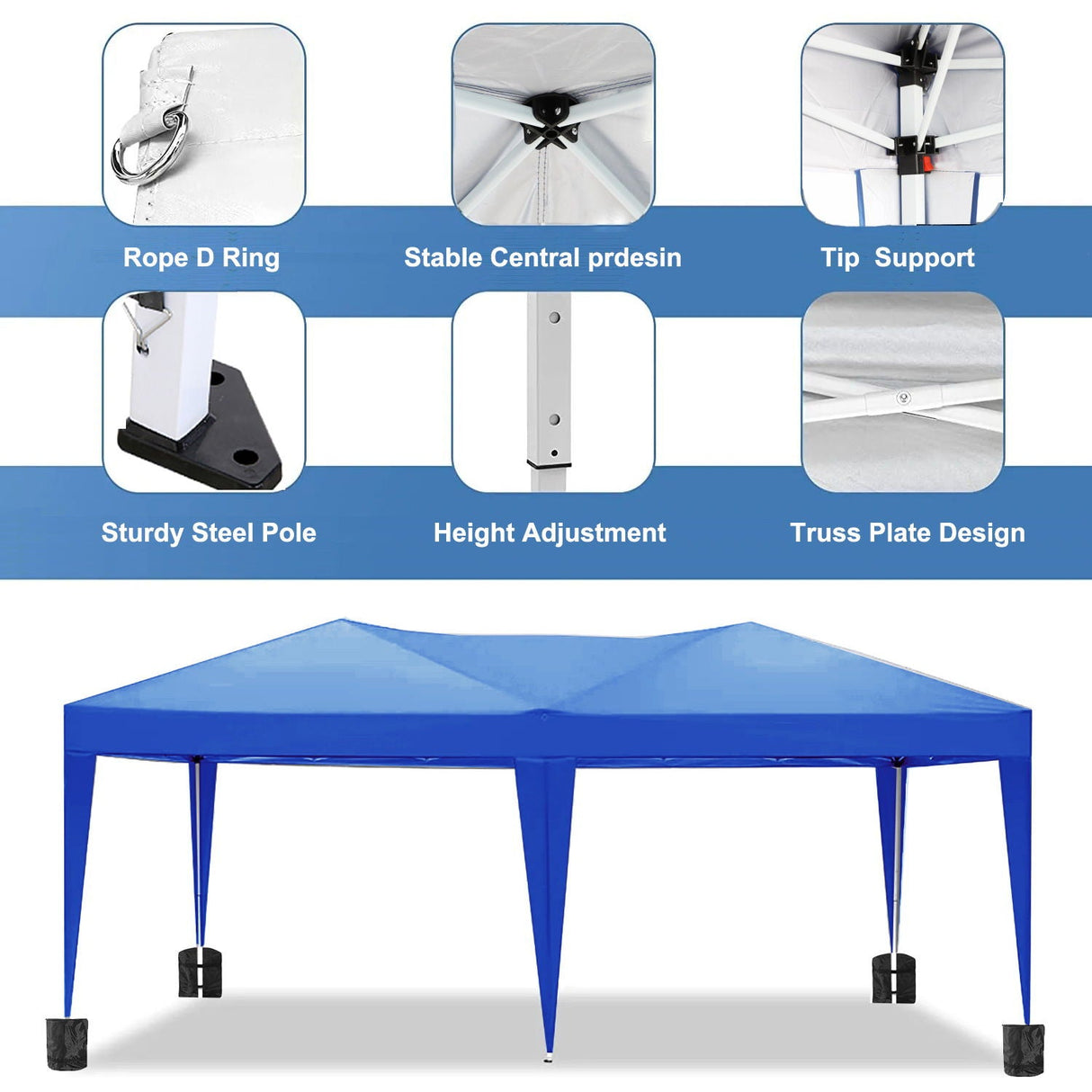 10'X20' Folding Canopy With 6 Removable Sidewalls Outdoor Event Shelter UPF 50+ Gazebo Portable Tents For Parties Beach Camping Wedding Ez Pop Up Canopy by Couch.com