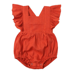 Baby Cotton And Linen Summer Strap One Piece Suit
