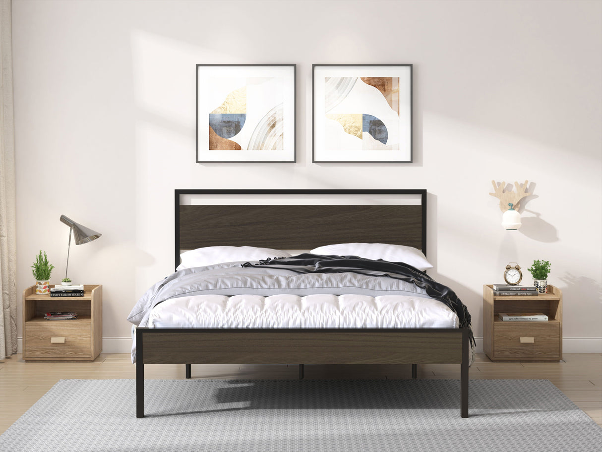 Ceres - Metal Bed With Wood Headboard & Footboard by Couch.com