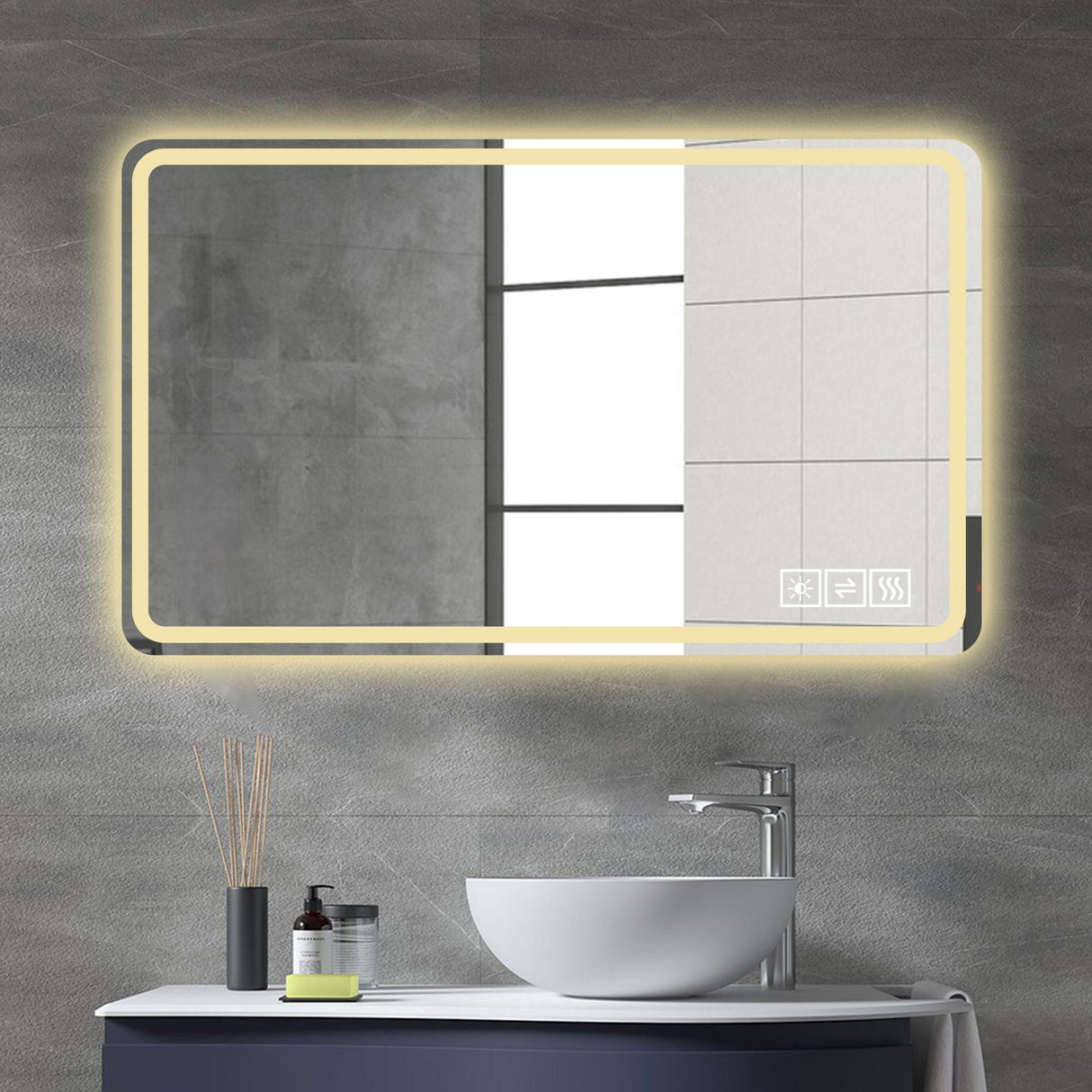 Couch.com LED Bathroom Mirror Vanity Mirrors With Front Lights Wall Mounted Anti-Fog Frameless Make Up Mirror With Light Copper Free Silver Mirror Horizontal Or Vertical Silver, Durable Design by Couch.com