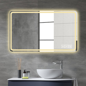 Couch.com LED Bathroom Mirror Vanity Mirrors With Front Lights Wall Mounted Anti-Fog Frameless Make Up Mirror With Light Copper Free Silver Mirror Horizontal Or Vertical Silver, Durable Design by Couch.com