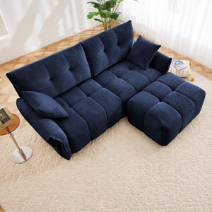 Elegant Sofa Set With Ottoman And Pillows, Textured Chenille, High Resilience Cushions by Couch.com