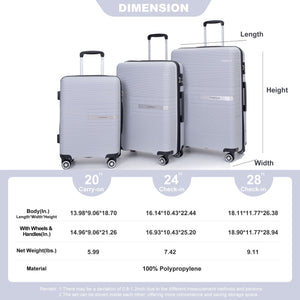 Hardshell Suitcase Double Spinner Wheels Luggage Sets, Lightweight With Tsa Lock, 3 Piece Set by Couch.com