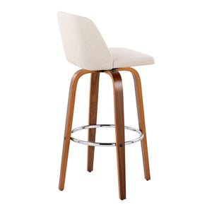Toriano - Mid Century Modern Fixed Height, Barstool With Swivel With Round Footrest (Set of 2) by Couch.com
