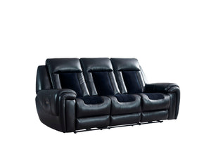 Clark - Blanche / Velvet Power Reclining Sofa With LED - Black by Couch.com