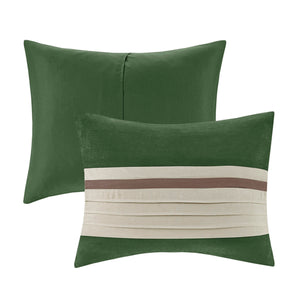 7 Pc Faux Suede Comforter Set Green King
