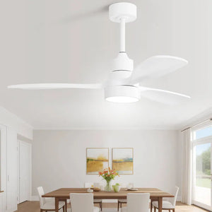 Indoor Wood Ceiling Fan With 3 Solid Wood Blades Remote Control Reversible Dc Motor For Living Room - White by Couch.com