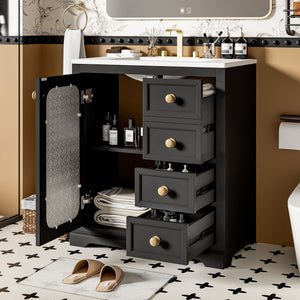 Bathroom Vanity With A Soft Close Glass Door, Adjustable Shelves, And Three Drawers by Couch.com