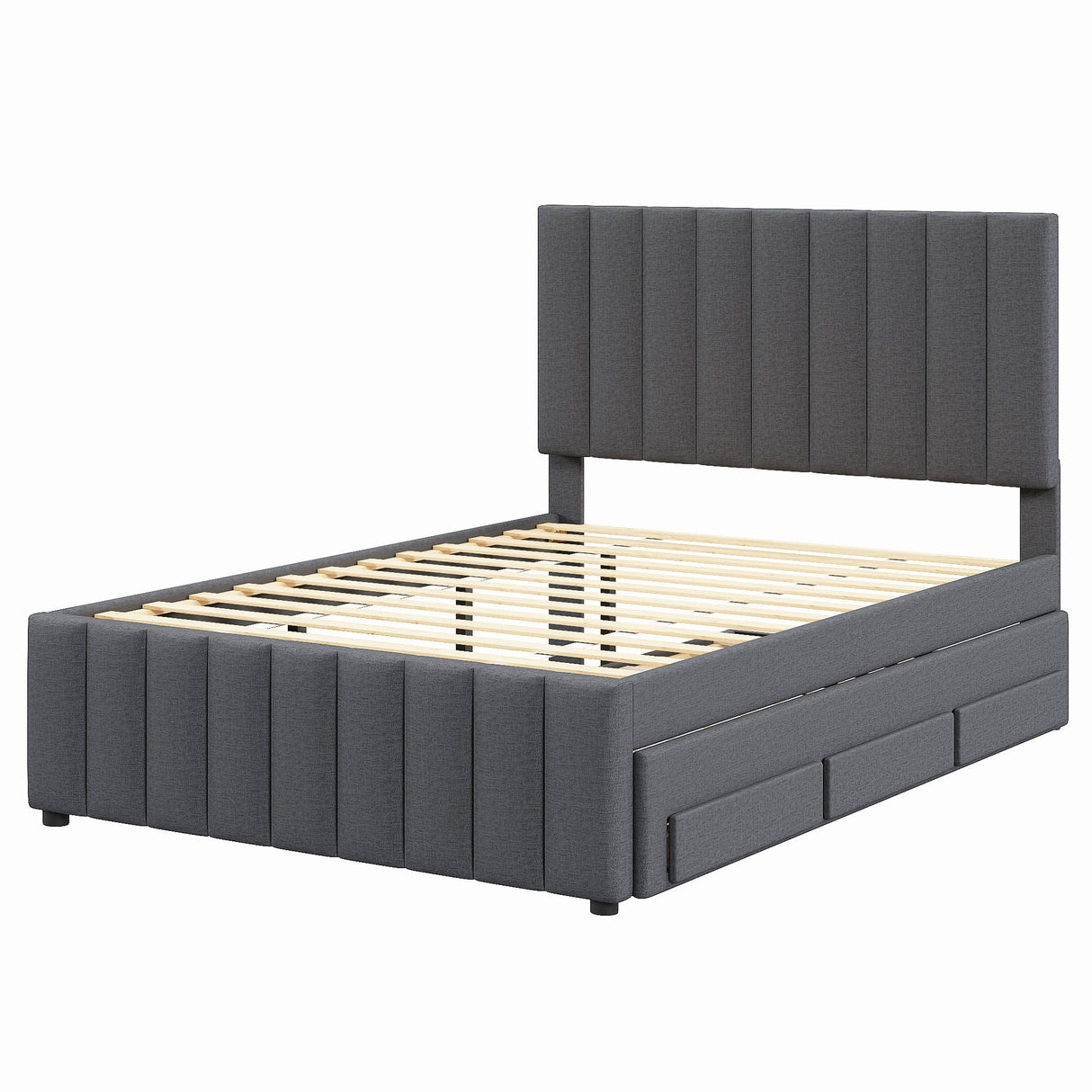 Upholstered Platform Bed With Twin Size Trundle And 3 Drawers by Couch.com
