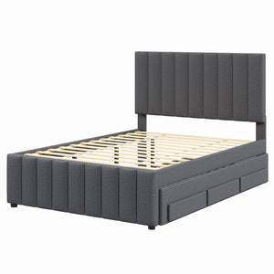 Upholstered Platform Bed With Twin Size Trundle And 3 Drawers by Couch.com