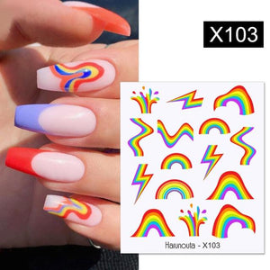 Egg Shell French Lines Water Decals Sticker Geometric Flowers Leaves Bubble Design Slider For Manicuring Nail Art Manicure Lips Nail Art Decorations Slider Nail Art Stickers Decals Nail Art Supplies Valentines Day 3D Self-Adhesive Nail Decorations