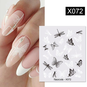 Egg Shell French Lines Water Decals Sticker Geometric Flowers Leaves Bubble Design Slider For Manicuring Nail Art Manicure Lips Nail Art Decorations Slider Nail Art Stickers Decals Nail Art Supplies Valentines Day 3D Self-Adhesive Nail Decorations