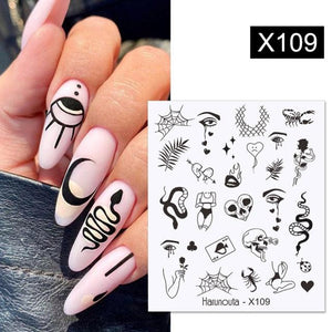 Egg Shell French Lines Water Decals Sticker Geometric Flowers Leaves Bubble Design Slider For Manicuring Nail Art Manicure Lips Nail Art Decorations Slider Nail Art Stickers Decals Nail Art Supplies Valentines Day 3D Self-Adhesive Nail Decorations