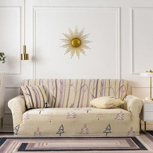 Elastic Plain Floral Printing  Sofa Cover Stretch for Living Room Couch Cover Chair Protector 1/2/3/4 Seater Printed Couch Cover for 3 Cushion Couch  Floral Pattern Sofa Cover with Separate Cushion Cover Pieces Stretch Sofa Slipcover