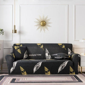 Elastic Plain Floral Printing  Sofa Cover Stretch for Living Room Couch Cover Chair Protector 1/2/3/4 Seater Printed Couch Cover for 3 Cushion Couch  Floral Pattern Sofa Cover with Separate Cushion Cover Pieces Stretch Sofa Slipcover
