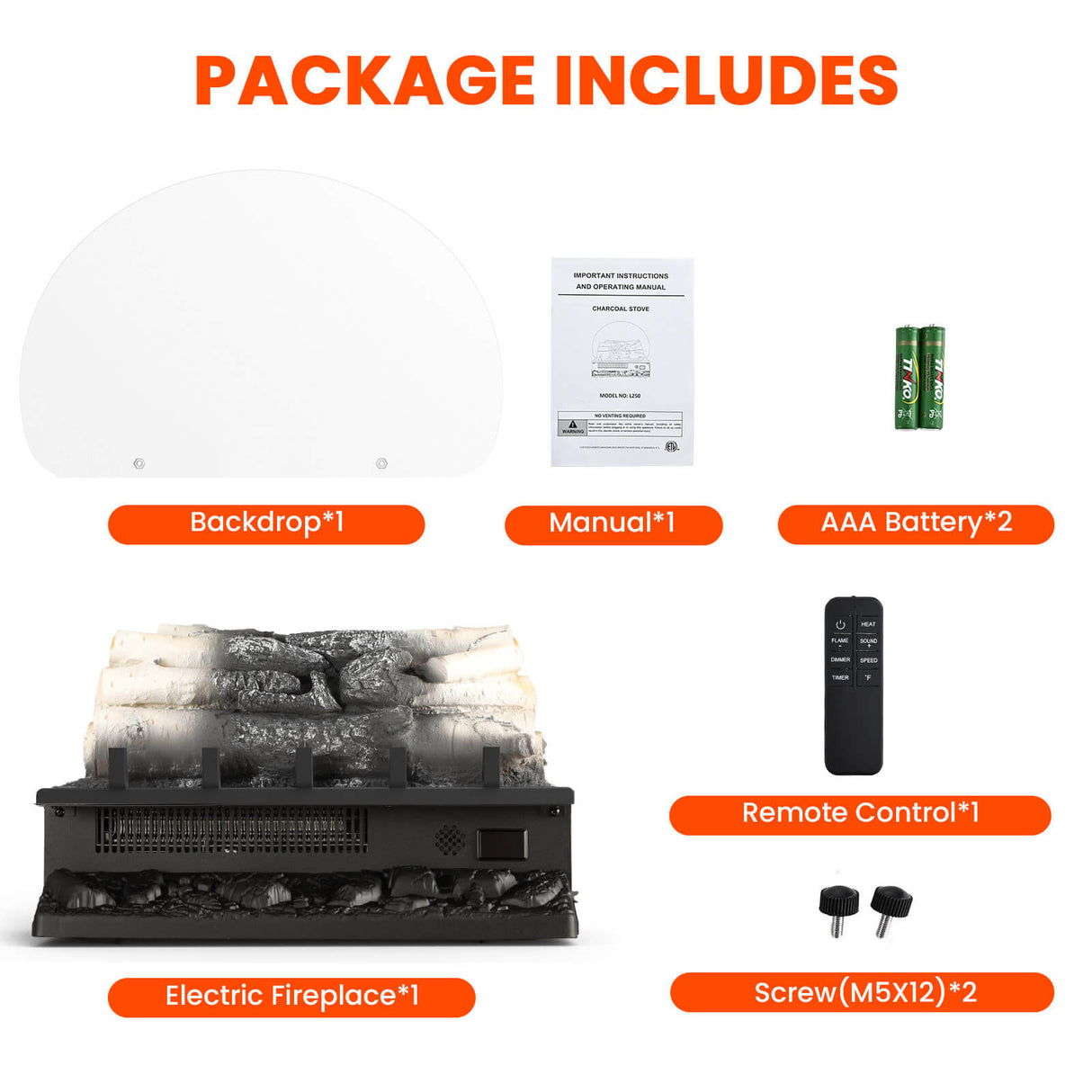 Electric Fireplace Log Heater with Infrared Flames L360CP