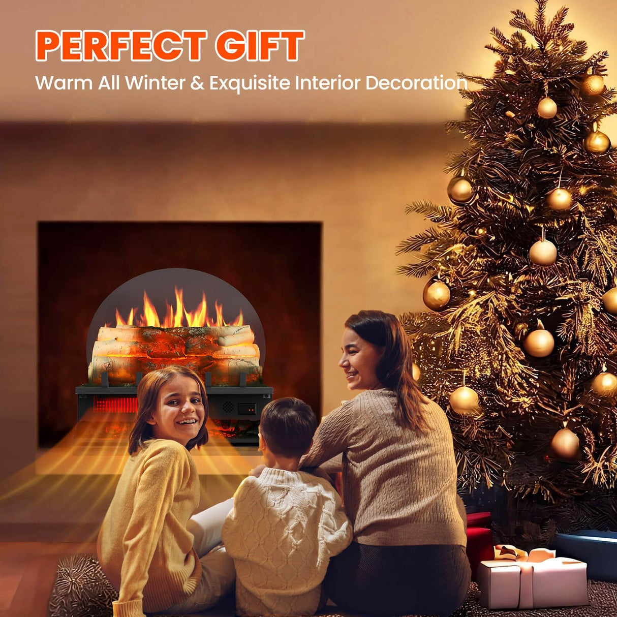 Electric Fireplace Log Heater with Infrared Flames L360CP