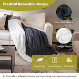 Electric Heated Blanket Throw Reversible Flannel and Sherpa Blanket-Gray