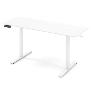 Electric Standing Desk with 3 Memory Heights and 2 Hanging Hooks and Cable Holes-White