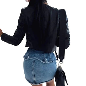 Elegance Autumn And Winter New Solid Color Jacket For Women's PU Leather Warmth Fashion Long-Sleeved Jacket For Women