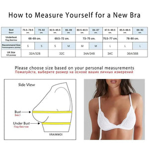 Elegance Lace Thin Triangle Bra For Women Wireless Lingerie Transparent Solid White/Black