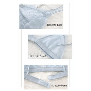 Elegance Lace Thin Triangle Bra For Women Wireless Lingerie Transparent Solid White/Black