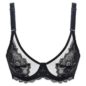 Elegance Transparent Bras For Women Ultra Thin Lace Bralette Underwire Push Up Plus Big Size Top Summer 34 36 38 40 ABCD Cup