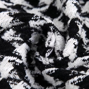 Elegance Women Tweed Jackets Fashionable Office Ladies Black Tassel Houndstooth Coats Female Autumn Vintage Thick Plaid Coat Girls Chic