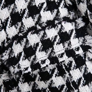 Elegance Women Tweed Jackets Fashionable Office Ladies Black Tassel Houndstooth Coats Female Autumn Vintage Thick Plaid Coat Girls Chic