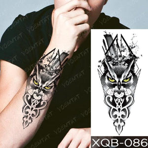 Elegant Black Waterproof Temporary Tattoo Sticker Lion Tiger Bear Flash Tattoos Leopard Wolf Colorful Big Tattoo Stickers For Mens Womens