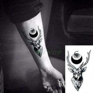 Elegant Black Waterproof Temporary Tattoo Stickers Moon Hill Modern Body Art Stickers Hand Foot High Quality For Womens
