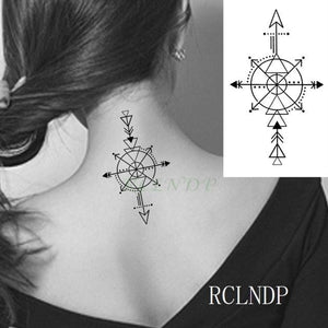Elegant Black Waterproof Temporary Tattoo Stickers Moon Hill Modern Body Art Stickers Hand Foot High Quality For Womens