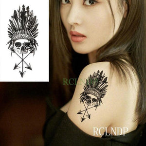 Elegant Black Waterproof Temporary Tattoo Stickers Moon Hill Modern Body Art Stickers Hand Foot High Quality For Womens