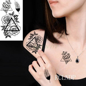 Elegant Black Waterproof Temporary Tattoo Stickers Moon Hill Modern Body Art Stickers Hand Foot High Quality For Womens