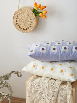 Elegant Cotton Floral Printed Pillow Cases Pillow Cover Canvas Embroidery Cushion Cover Home Decor Yellow Flowers Pillow Case Soft Luxury Style