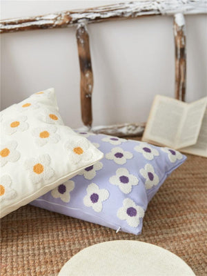 Elegant Cotton Floral Printed Pillow Cases Pillow Cover Canvas Embroidery Cushion Cover Home Decor Yellow Flowers Pillow Case Soft Luxury Style