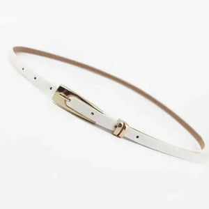 Elegant Leather Adjustable Thin Belt For Women Unique Black Design Ladies Belt High Quality Charming Waistbands For Dress