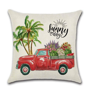 Elegant Linen Cushion Cover Black White Plaid Flower Pillow Case Throw Pillow Covers Waterproof Summer Outdoor Pillow Covers Home Summer Pillow Covers Home Decorative Pillows Cover For Sofa 45x45CM