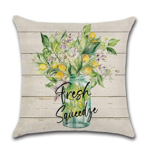 Elegant Linen Cushion Cover Black White Plaid Flower Pillow Case Throw Pillow Covers Waterproof Summer Outdoor Pillow Covers Home Summer Pillow Covers Home Decorative Pillows Cover For Sofa 45x45CM