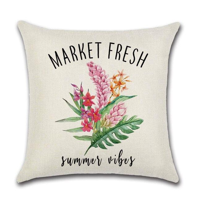Elegant Linen Cushion Cover Black White Plaid Flower Pillow Case Throw Pillow Covers Waterproof Summer Outdoor Pillow Covers Home Summer Pillow Covers Home Decorative Pillows Cover For Sofa 45x45CM