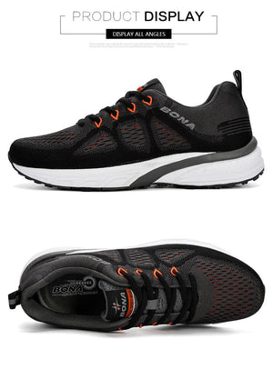 Elegant Mens Sneakers Sport Mesh Trainers Lightweight Running Shoes Outdoor Athletic Breathable Non-Slip Casual Comfortable Outdoor Sport Sneakers