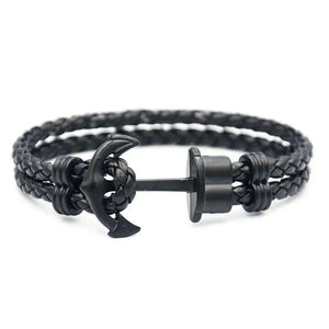 Elegant Modern Handmade Stainless Steel Men Anchor Bracelet made of Nylon in Navy Blue Color For Man