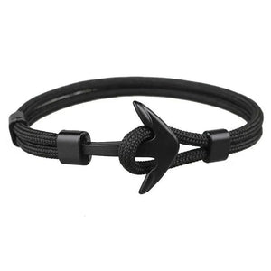 Elegant Modern Handmade Stainless Steel Men Anchor Bracelet made of Nylon in Navy Blue Color For Man